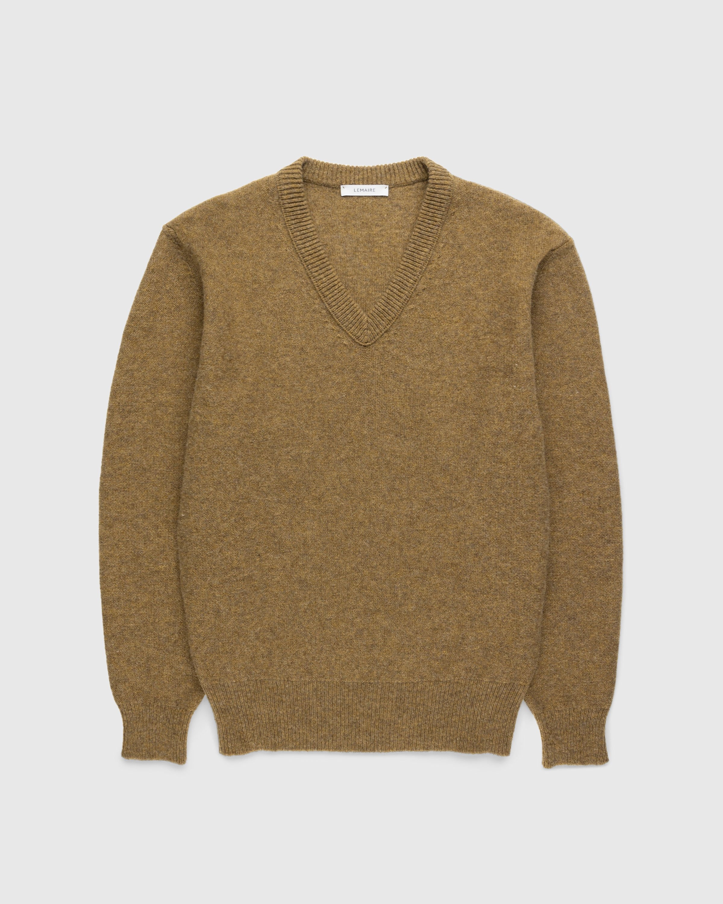 Lemaire Wool V Neck Sweater Dark Mustard Highsnobiety Shop